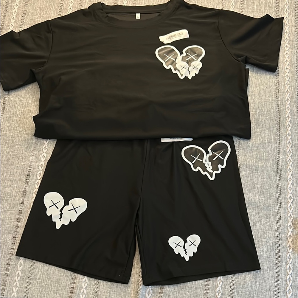 Black and White Heart Pajama Set